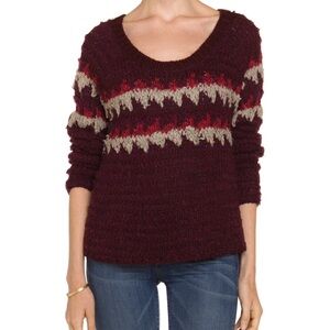 Free People Merlot “Fairisle” Oversized Sweater